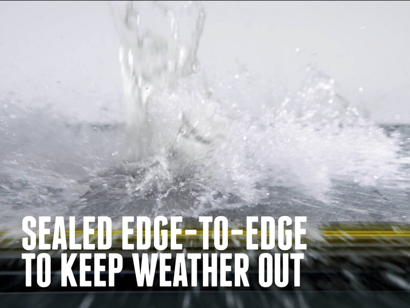 BAKFlip MX4 EZ-Lift sealed edge shedding water in a spray test