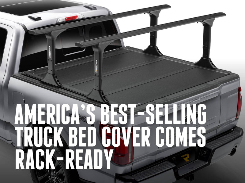 BAKFlip MX4 TS shown rack-ready with a bed rack mounted to the integrated T-slot rails