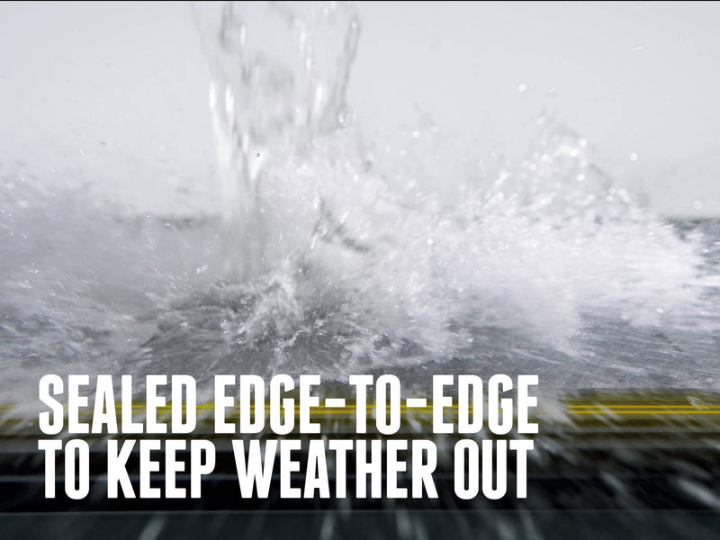 BAKFlip MX4 TS sealed edge shedding water in a spray test