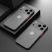 Elysian Shield Shockproof Matte iPhone Case Sleek Finish two black cases translucent gray back red buttons black blocks