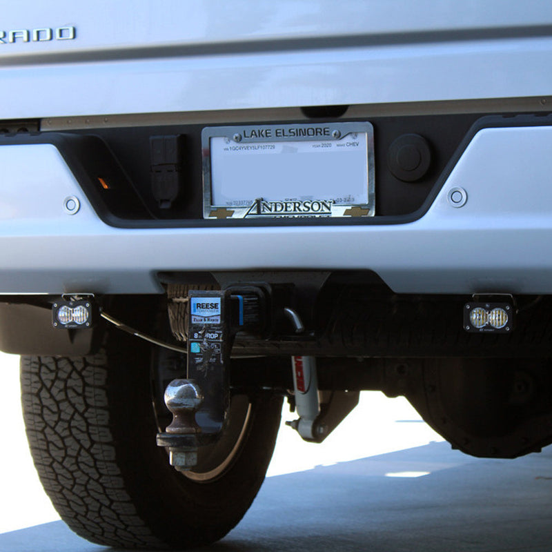 Baja Designs S2 Sport Dual Reverse Light Kit for 2020-2022 Chevrolet Silverado 2500 HD/3500 HD, shown installed on a vehicle