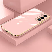 Luxe Horizon Premium Samsung Case Sleek Matte Finish pink gold trim s25 case angled view