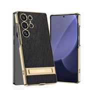 Luxe Shield Slim Hard Samsung Case Kickstand black brushed case gold trim kickstand display