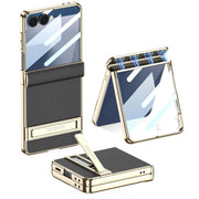 Luxe Shield Slim Hard Samsung Case Kickstand galaxy z flip 7 black gold frame kickstand multiple views