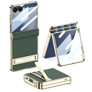 Luxe Shield Slim Hard Samsung Case Kickstand galaxy z flip 7 green gold frame kickstand multiple views