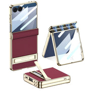 Luxe Shield Slim Hard Samsung Case Kickstand galaxy z flip 7 red gold frame kickstand multiple views