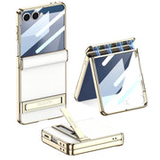 Luxe Shield Slim Hard Samsung Case Kickstand galaxy z flip 7 white gold frame kickstand multiple views