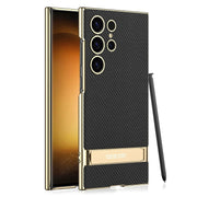 Luxe Shield Slim Hard Samsung Case Kickstand carbon fiber case gold frame kickstand stylus