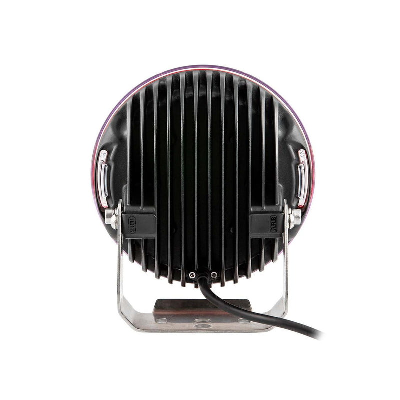 Rear view of the ARB Intensity V2 AR21FV2 showing the finned black cast aluminum heatsink, ARB-marked pivot bolts and the narrow single-plate stainless mounting foot