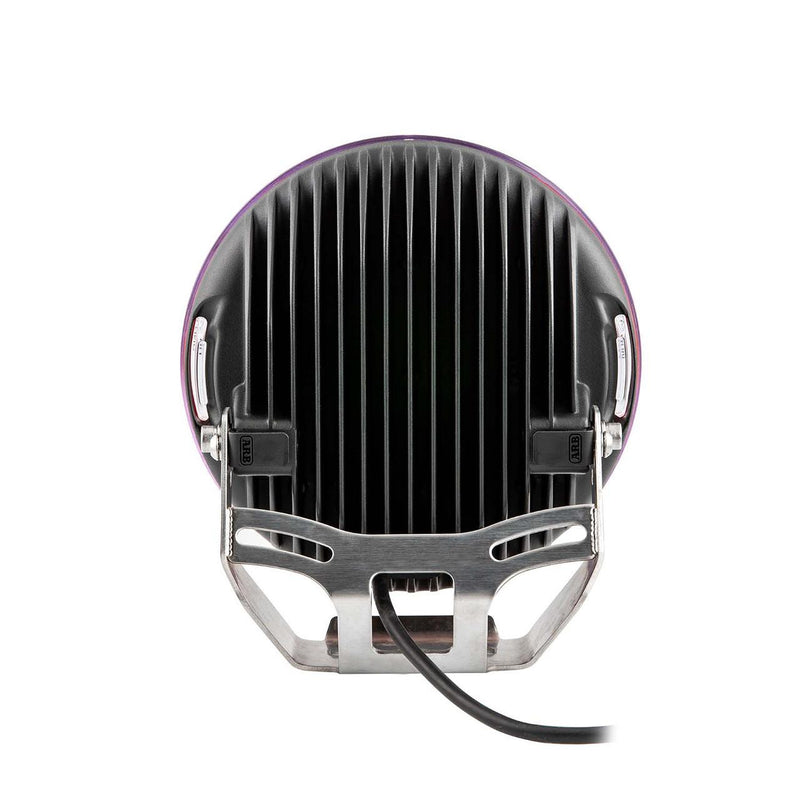 Rear view of the ARB Intensity V2 AR32FV2 showing the finned black cast aluminum heatsink and the wide stainless steel mounting foot used on the 9 inch body