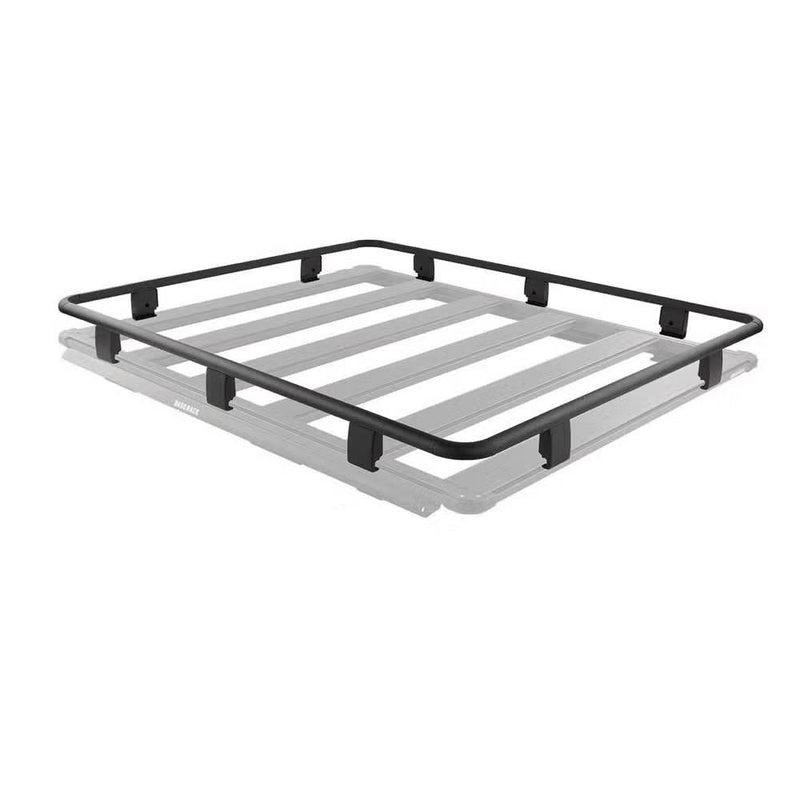 ARB BASE Rack guard rail shown in black on a ghosted grey rack outline, running continuously around all four sides of the rack