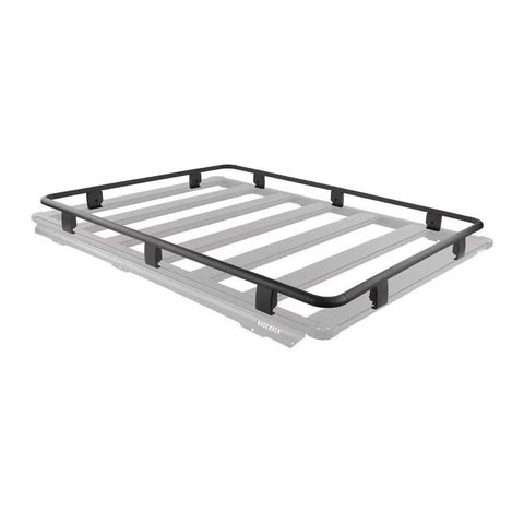 ARB BASE Rack guard rail shown in black on a ghosted grey rack outline, running continuously around all four sides of the rack