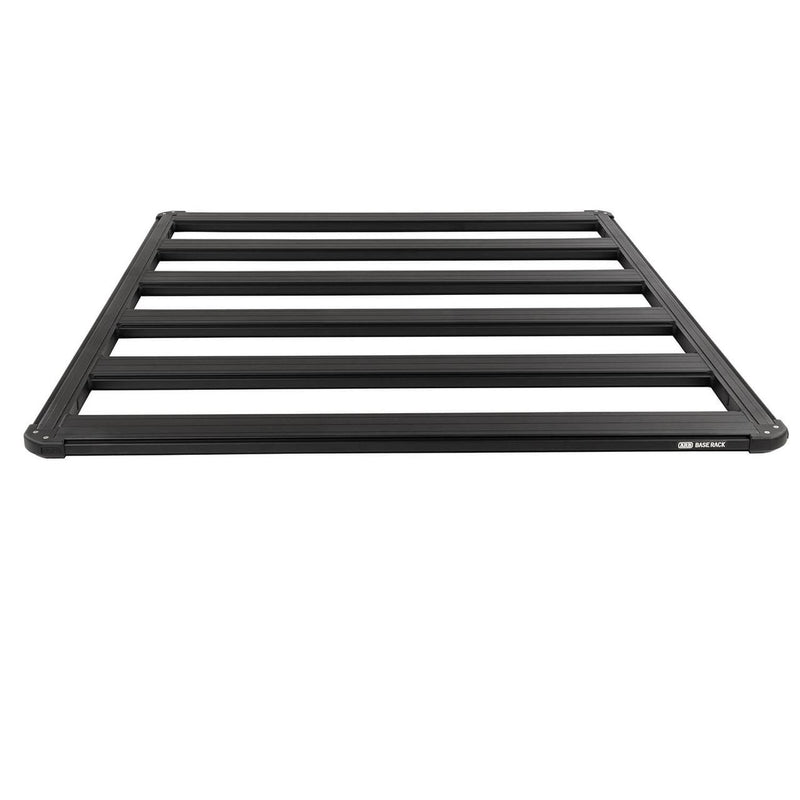 Front elevation of an ARB BASE Rack platform showing the flat deck profile and the ARB BASE RACK badge on the end rail