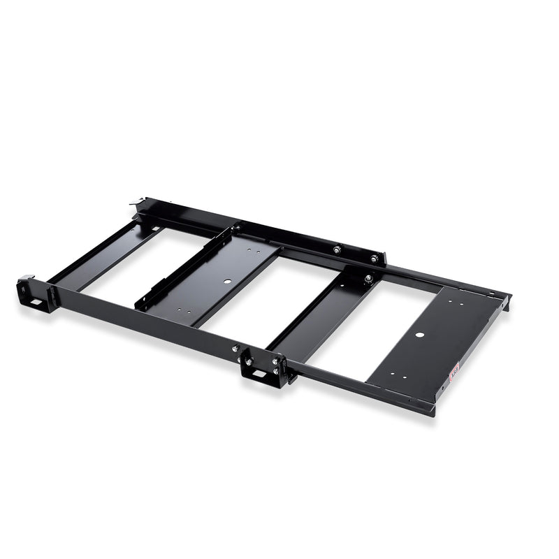 ARB Classic fridge slide, black steel frame with cross members shown from above at an angle on white