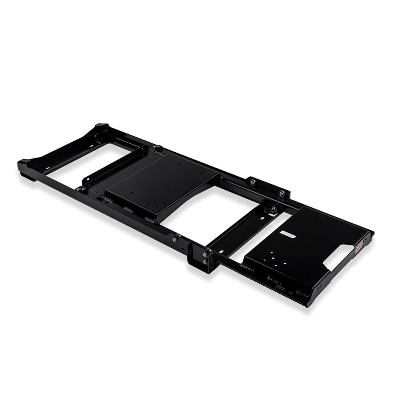 ARB ZERO fridge slide, black steel frame shown partly extended on white