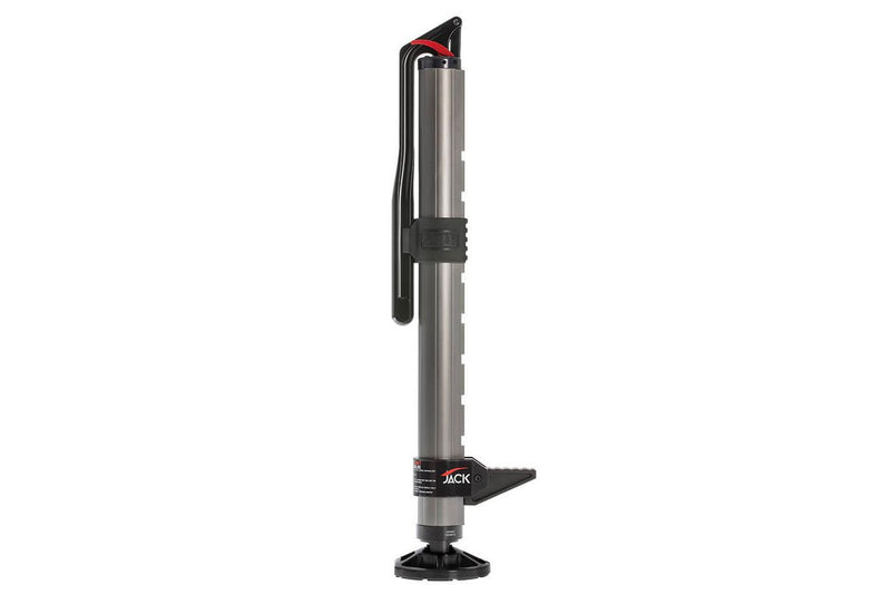 ARB JACK hydraulic long travel recovery jack, aluminium body with the red lowering lever, adjustable foot and carry bag, additional view