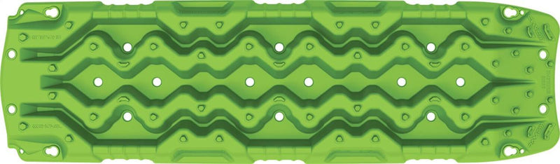 ARB TRED GT recovery board in fluorescent green, single board shown, polypropylene body with the SIPE-LOCK grip profile, underside view