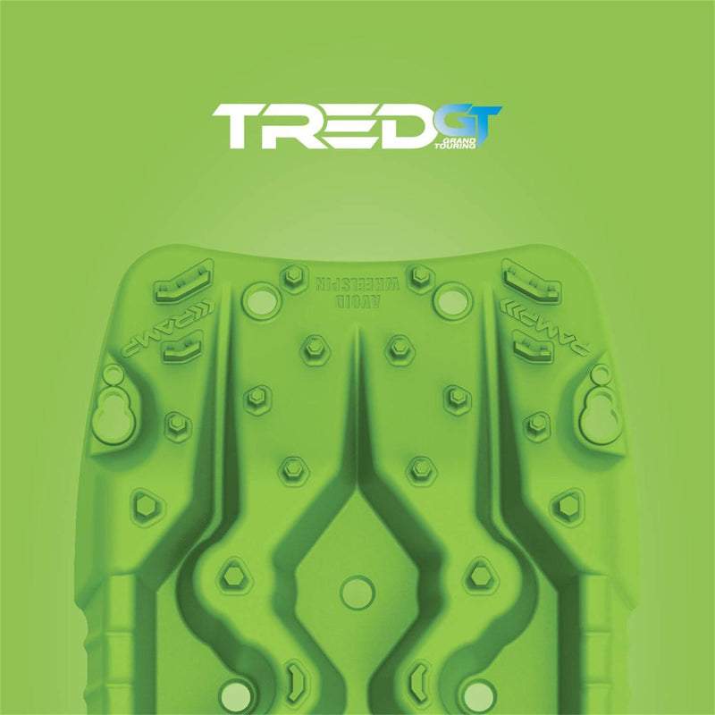 ARB TRED GT recovery board in fluorescent green, single board shown, polypropylene body with the SIPE-LOCK grip profile, detail view