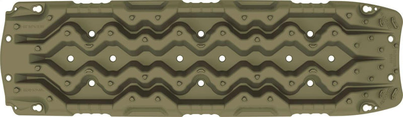 ARB TRED GT recovery board in military green, single board shown, polypropylene body with the SIPE-LOCK grip profile, underside view