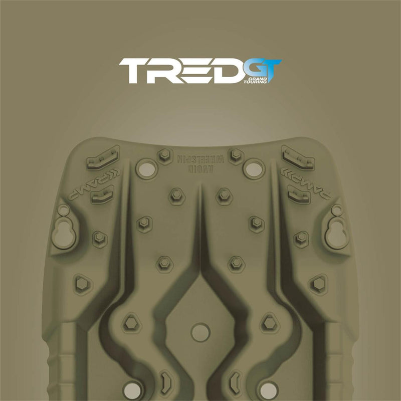 ARB TRED GT recovery board in military green, single board shown, polypropylene body with the SIPE-LOCK grip profile, detail view