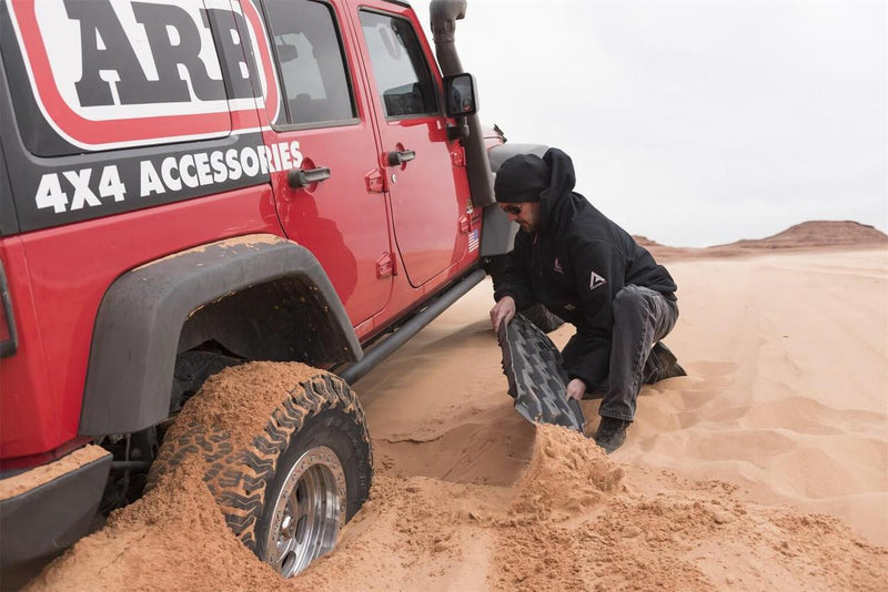 ARB TRED Pro recovery board in black, black nodules, showing the SIPE-LOCK tooth profile and the shovel end, further view