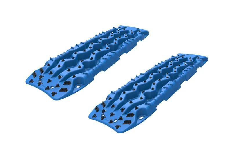 ARB TRED Pro recovery board in blue, showing the SIPE-LOCK tooth profile and the shovel end
