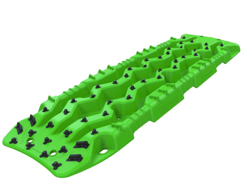 ARB TRED Pro recovery board in green, showing the SIPE-LOCK tooth profile and the shovel end, underside view