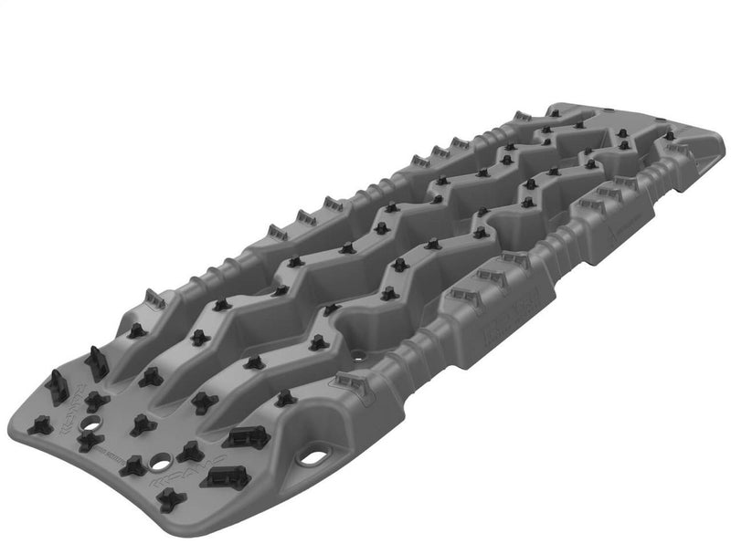 ARB TRED Pro recovery board in gun metal grey, showing the SIPE-LOCK tooth profile and the shovel end, underside view
