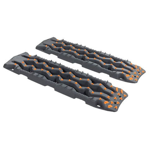 ARB TRED Pro recovery board in monument grey, orange nodules, showing the SIPE-LOCK tooth profile and the shovel end