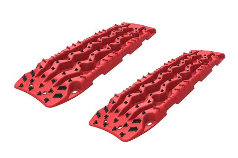 ARB TRED Pro recovery board in red, showing the SIPE-LOCK tooth profile and the shovel end