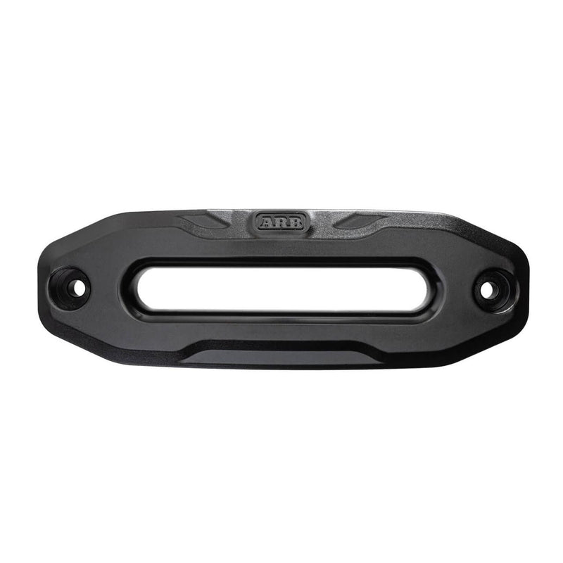 ARB forged aluminium hawse fairlead for synthetic winch rope, with the ARB logo cast into the face