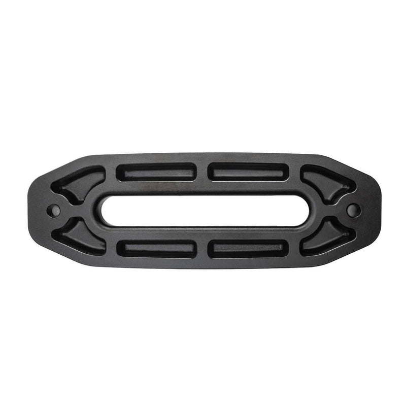 ARB forged aluminium hawse fairlead for synthetic winch rope, with the ARB logo cast into the face, underside view