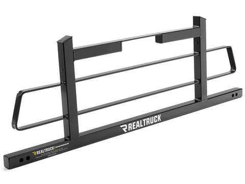 BackRack Original Headache Rack: black rack with side grab handles shown alone at an angle on a white background
