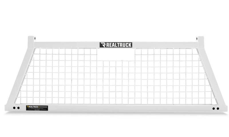 BackRack Safety Headache Rack in white powder coat, front view on a white background
