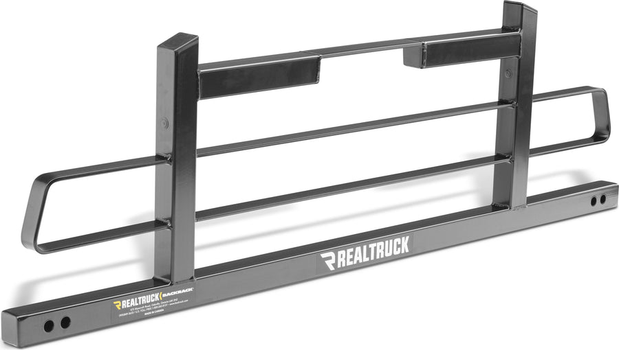 BackRack Original Short Headache Rack: Black Original style headache rack with side grab handles shown alone at an angle on a white background.