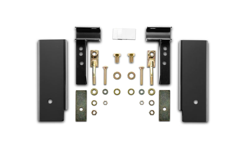 BackRack Standard Installation Kit 30167 in black, rail plates, mounting brackets and hardware laid out on white