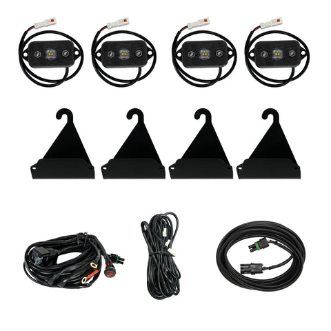 Baja Designs Cargo Light Kit, complete kit on a studio background: four LED rock-light pods