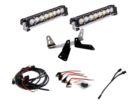 Baja Designs S8 Dual 10" Grille Light Bar Kit, complete kit on a studio background: two 10" S8 LED light bars