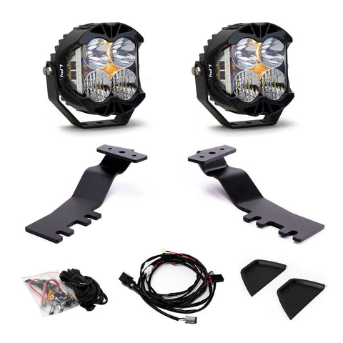 Baja Designs LP4 A-Pillar Kit, complete kit on a studio background: A pair of LP4 LED pods