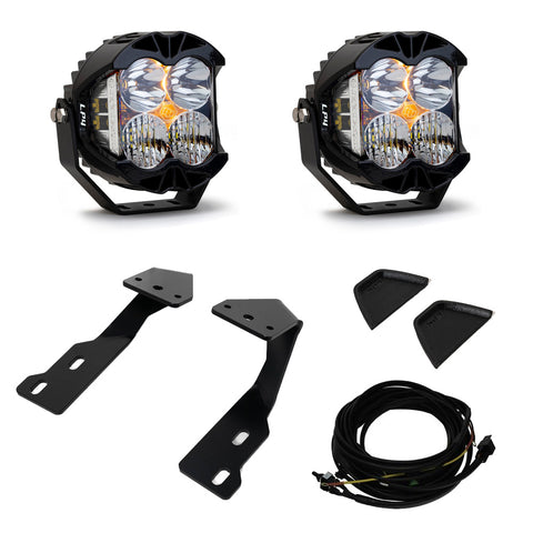 Baja Designs LP4 A-Pillar Kit, complete kit on a studio background: two black LP4 pods