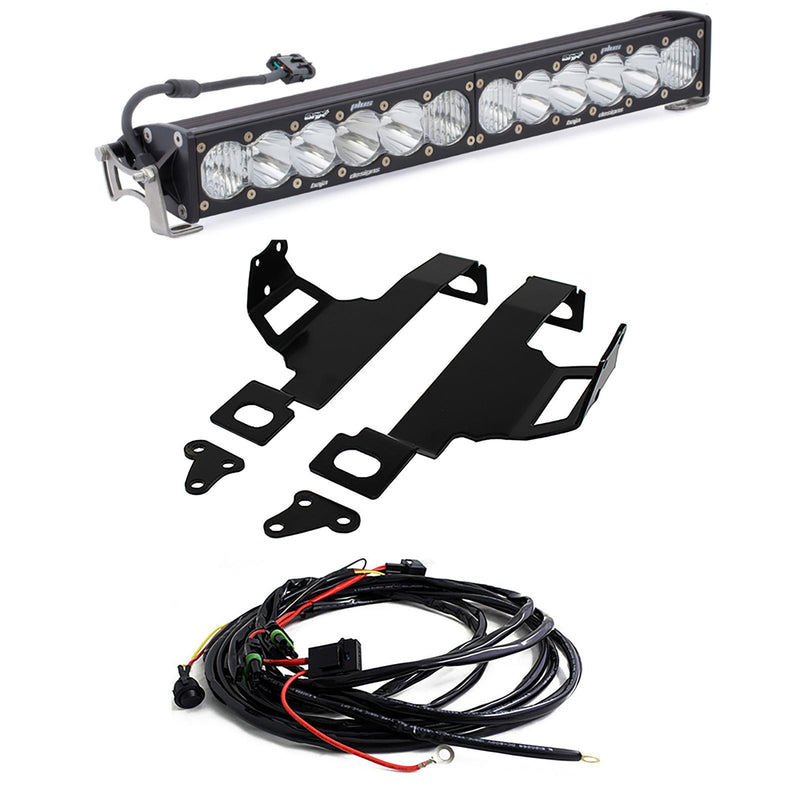 Baja Designs OnX6+ 20" Bumper Light Kit, complete kit on a studio background: an OnX6+ light bar