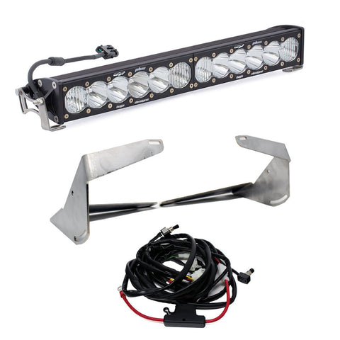 Baja Designs OnX6+ 20" Grille Lower Light Bar Kit, complete kit on a studio background: A 20" OnX6+ LED light bar