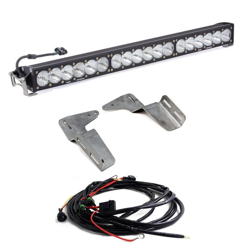 Baja Designs Onx6+ 30" Bumper Light Kit, complete kit on a studio background: an OnX6+ light bar