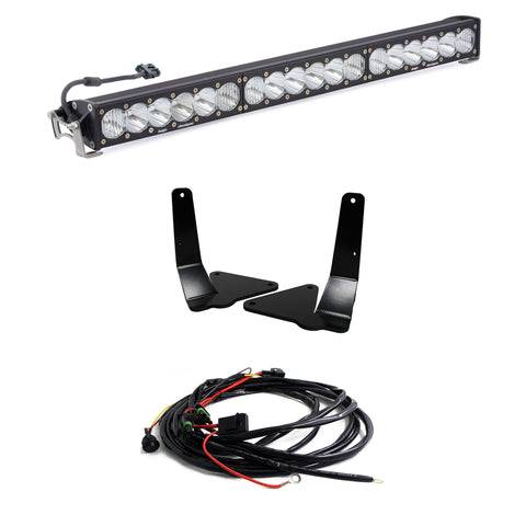 Baja Designs OnX6+ 30" Grille Lower Light Bar Kit, complete kit on a studio background: A 30" OnX6+ LED light bar