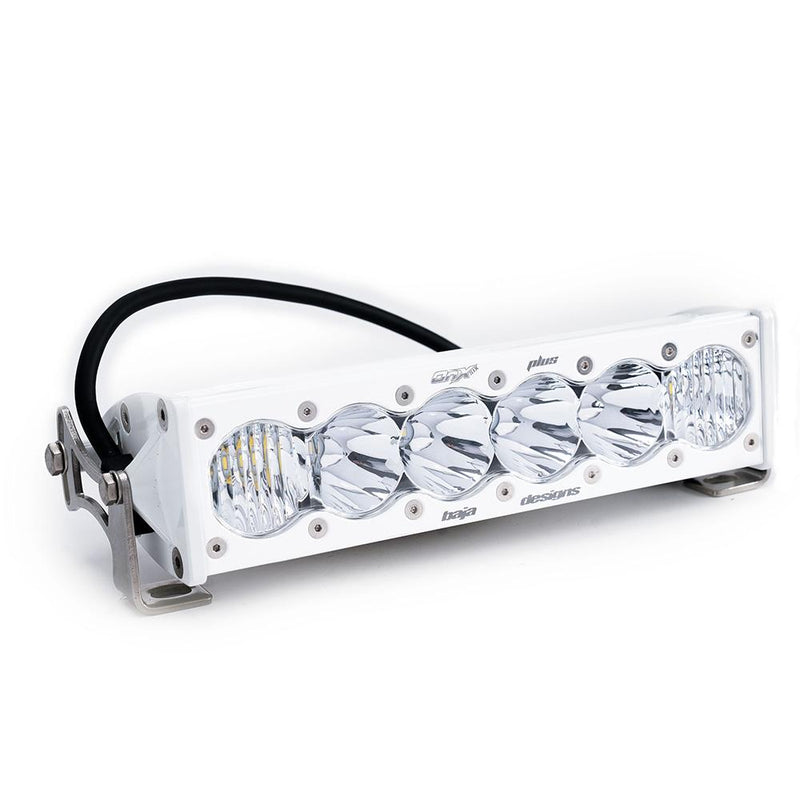 Baja Designs OnX6+ White Straight LED Light Bar, whole product on a studio background: short white Baja Designs LED light bar