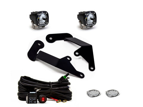 Baja Designs S1 A-Pillar Light Kit, complete kit on a studio background: two S1 LED pods