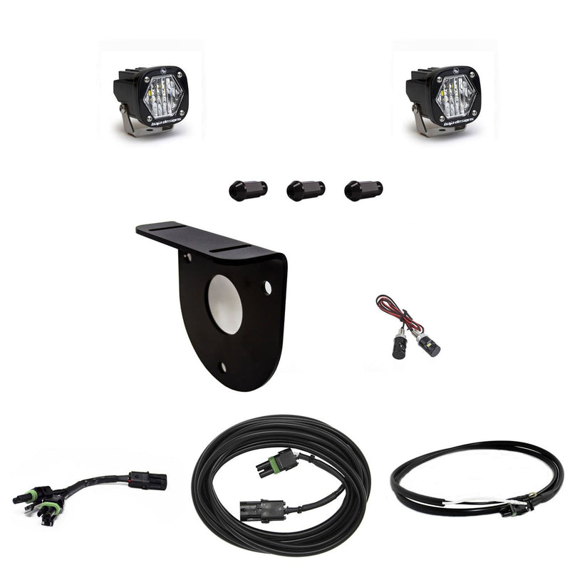 Baja Designs S1 Dual Reverse Light Kit, complete kit on a studio background: pair of S1 pods