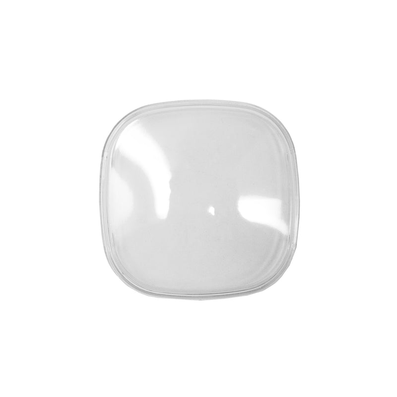 Baja Designs S1 Single Rock Guard, whole product on a studio background: A clear S1 rock guard on a white background