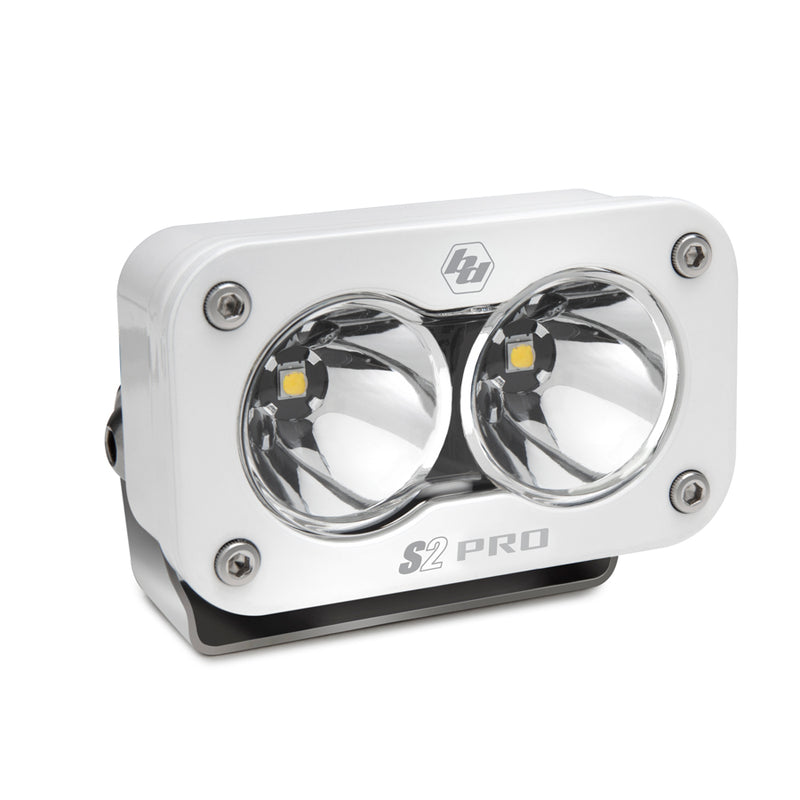 Baja Designs S2 Pro White LED Auxiliary Light Pod, whole product on a studio background: A white S2 Pro LED pod