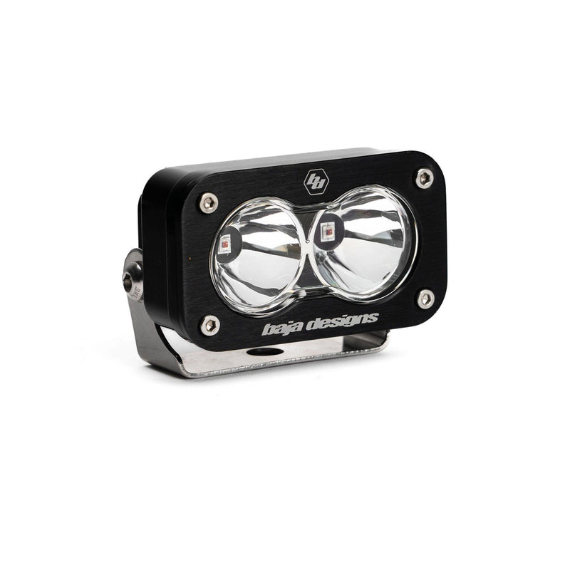 Baja Designs S2 Red LED Auxiliary Light Pod, whole product on a studio background: A single black S2 LED pod
